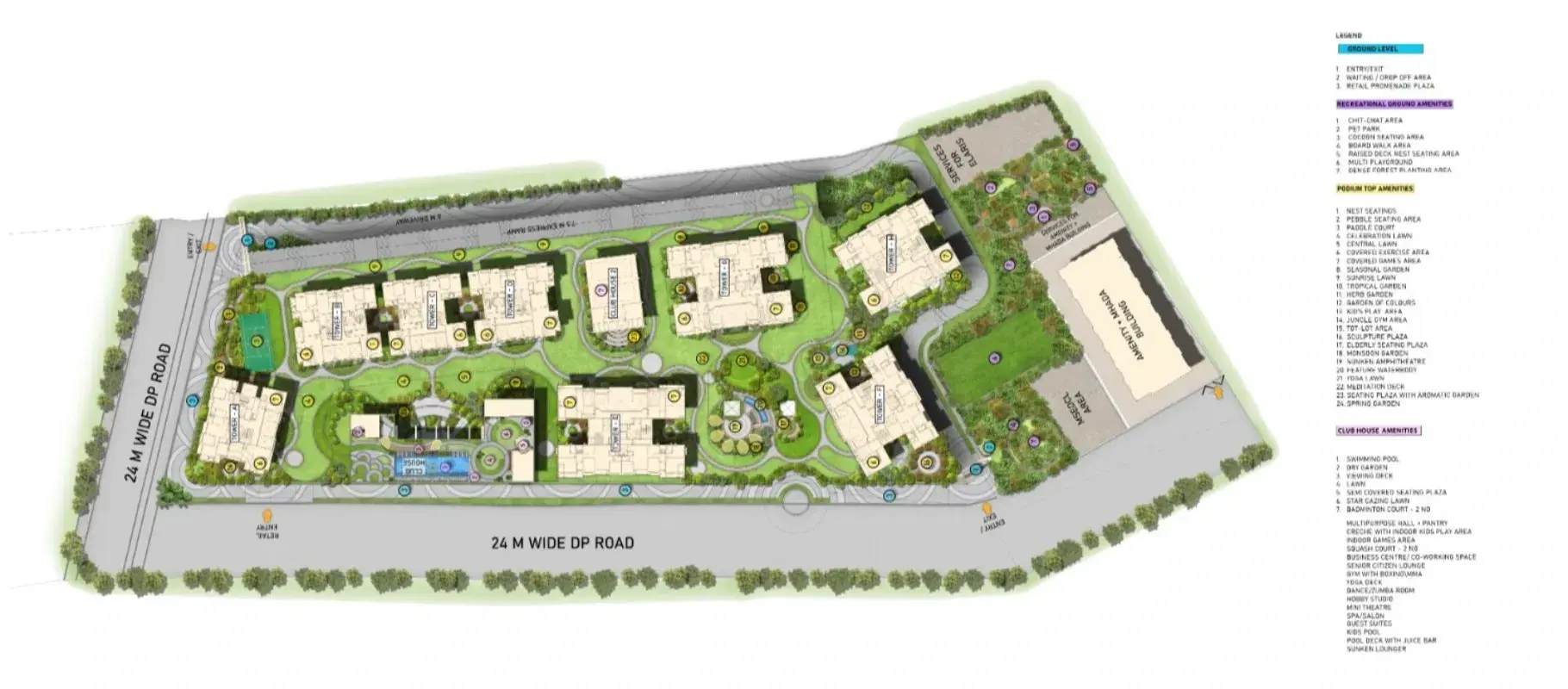 Godrej Elaris master plan layout showing towers and open spaces