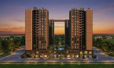 Godrej Altus Vastrapur 3 BHK luxury apartment living room with modern design