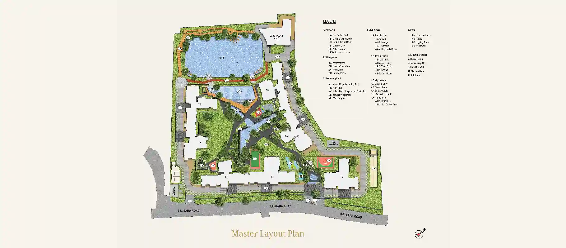 Godrej Blue master plan layout showing 7 towers with spacious layouts