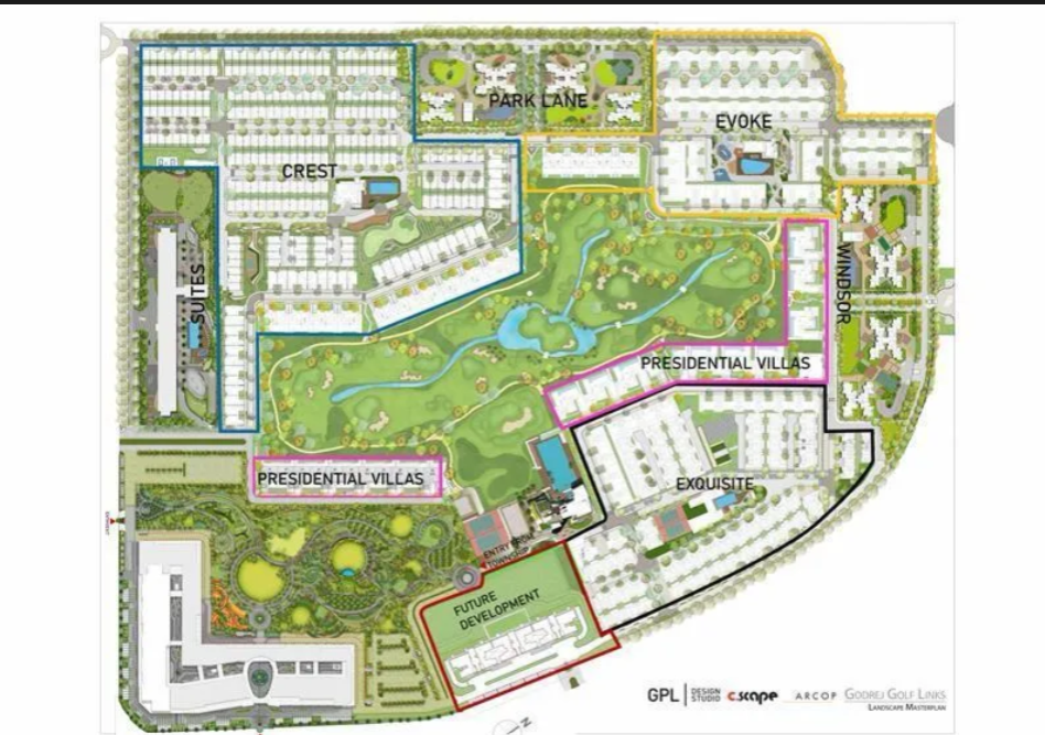 Godrej Crown Residences master plan layout around the golf course