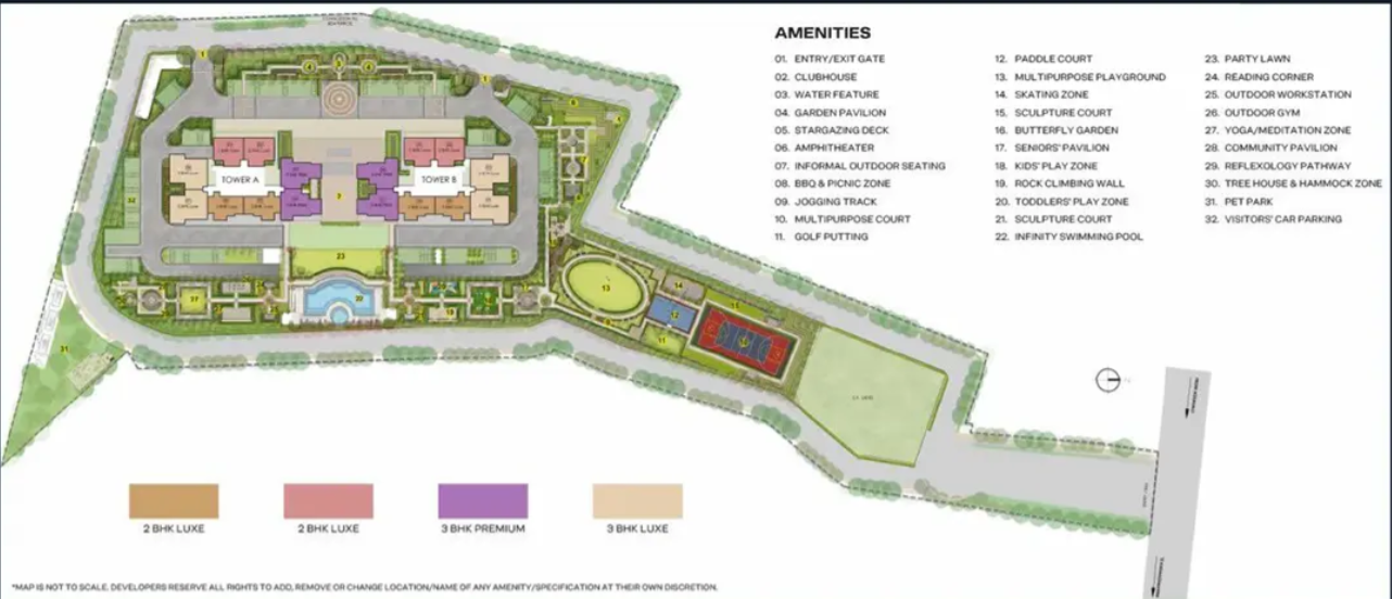 Godrej Regent Park master plan layout showing tower placement and central green